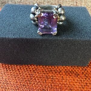 Elegant Silver and Purple Gemstone Ring
